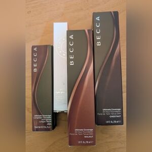 Becca Ultimate Coverage 24 Hr Foundations, Concealer & Light Gleam Primer/Topper